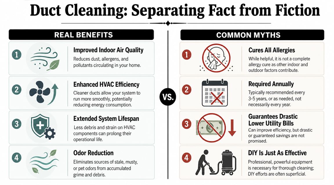 Real Benefits vs Common Myths About Duct Cleaning